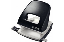 Leitz Perforatrice Sans Effort, Capacite 30 Feuilles, Noir satin, Metal, Reglette de Guidage avec Reperes, Style, 50060094