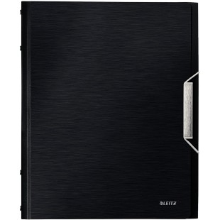 Leitz Trieur A4, Contient jusqu'a  200 Feuilles, Index Integre a  6 Onglets, Fermeture elastique, Noir, Style, 39950094