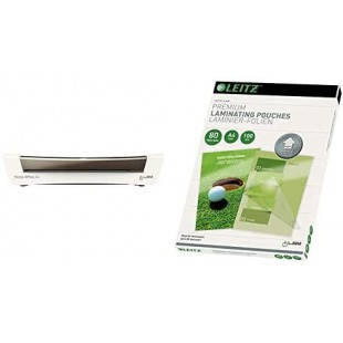 Leitz iLAM Home Office Plastifieuse WOW A4 Gris Fonce Metallise & Leitz 74780000 Pochettes de plastification, 80 Microns, Transp