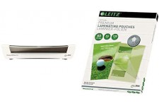 Leitz iLAM Home Office Plastifieuse WOW A4 Gris Fonce Metallise & Leitz 74780000 Pochettes de plastification, 80 Microns, Transp