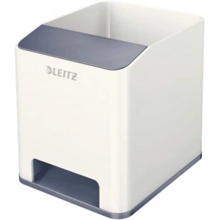 Leitz 53631001 Pot a  Crayons avec Amplificateur de Son, WOW, Blanc/Gris