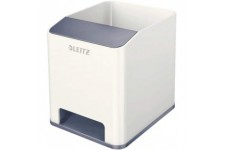 Leitz 53631001 Pot a  Crayons avec Amplificateur de Son, WOW, Blanc/Gris