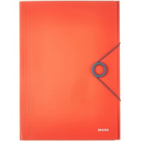 Leitz 45631020 - Plieuse en Caoutchouc PP Solide avec 3 Rabats DIN A4 Rouge Clair
