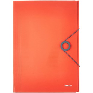 Leitz 45631020 - Plieuse en Caoutchouc PP Solide avec 3 Rabats DIN A4 Rouge Clair