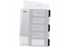Leitz Intercalaires 1-5, Imprimable sur PC, A4, Extra-Large, Plastique Ultra-Resistant, Blanc/Noir, WOW, 12130000