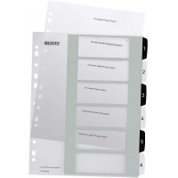 Leitz Intercalaires 1-6, Imprimable sur PC, A4, Extra-Large, Plastique Ultra-Resistant, Blanc/Noir, WOW, 12140000