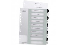 Leitz Intercalaires 1-10, Imprimable sur PC, A4, Extra-Large, Plastique Ultra-Resistant, Blanc/Noir, WOW, 12150000