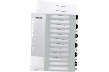 Leitz Intercalaires 1-12, Imprimable sur PC, A4, Extra-Large, Plastique Ultra-Resistant, Blanc/Noir, WOW, 12160000
