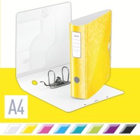 Leitz Classeur a  Levier A4 Active, Dos Arrondi 82mm, Fixation elastique, Polyfoam Leger, WOW, Jaune, 11060016