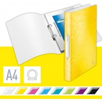 Leitz Classeur 2 Anneaux, Capacite 190 Feuilles, WOW, Dos 25 mm, 42570016 - A4, Jaune