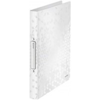 Leitz Classeur 4 Anneaux, Capacite 190 Feuilles, WOW, Dos 25 mm, 42580001 - A4, Blanc