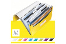 Leitz Classeur Menager A4 a  6 Compartiments, Fermeture elastique, Jaune, WOW, 45890016