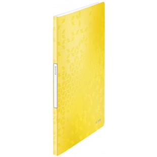 Leitz Reliure Protege-Documents A4, 20 Pochettes, Capacite 40 Feuilles, Pochettes Transparentes, Jaune, WOW, 46310016