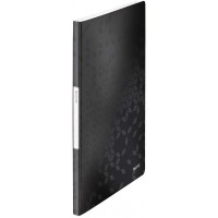 Leitz Reliure Protege-Documents A4, 20 Pochettes, Capacite 40 Feuilles, Pochettes Transparentes, Noir, WOW, 46310095