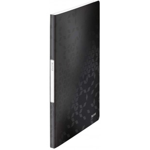 Leitz Reliure Protege-Documents A4, 20 Pochettes, Capacite 40 Feuilles, Pochettes Transparentes, Noir, WOW, 46310095