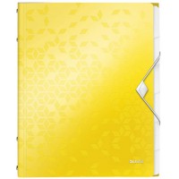 Leitz Trieur A4, Contient jusqu'a  200 Feuilles, Index Integre a  6 Onglets, Fermeture elastique, Jaune, WOW, 46330016