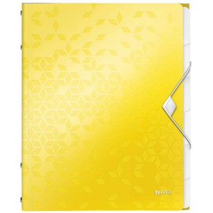 Leitz Trieur A4, Contient jusqu'a  200 Feuilles, Index Integre a  6 Onglets, Fermeture elastique, Jaune, WOW, 46330016