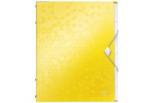 Leitz Trieur A4, Contient jusqu'a  200 Feuilles, Index Integre a  6 Onglets, Fermeture elastique, Jaune, WOW, 46330016