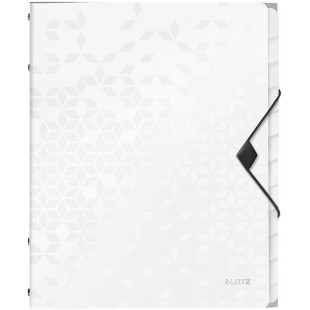 Leitz Trieur A4, Contient jusqu'a  200 Feuilles, Index Integre a  12 Onglets, Fermeture elastique, Blanc, WOW, 46340001