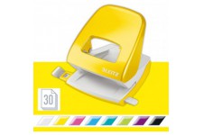 Leitz Perforateur, 30 Feuilles, Reglette de Guidage avec Marquages des Formats, Metal, WOW, 50081016 - Jaune