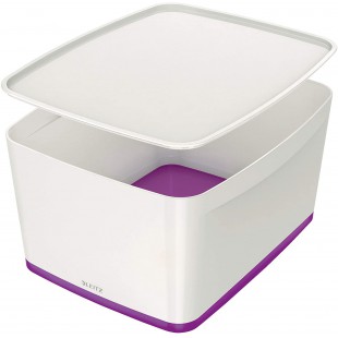 Boite de rangement Leitz MyBox WOW, format large, avec couvercle, Violet