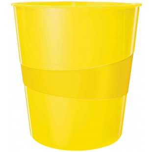 Leitz Corbeille a Papier 15 Litres, Plastique, WOW, Jaune