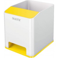 Leitz 53631016 Pot a  Crayons avec Amplificateur de Son, WOW, Blanc/Jaune