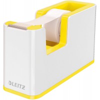 Leitz Devidoir, Base Lourde avec Ruban Adhesif, WOW, Blanc Perle/Jaune