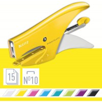 Leitz Pince Agrafeuse, Capacite 15 Feuilles, Corps en Metal Ergonomique, Agrafes Incluses, WOW, 55311016 - Jaune