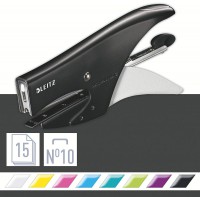 Leitz Pince Agrafeuse, Capacite 15 Feuilles, Corps en Metal Ergonomique, Agrafes Incluses, WOW, 55312095 - Noir