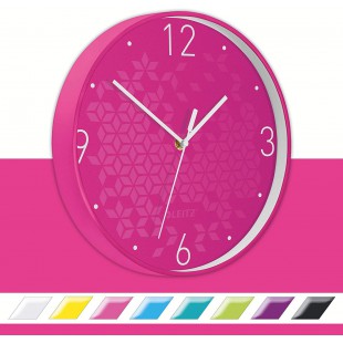 Leitz WOW Horloge Murale Quartz, Ideale pour le Bureau, la Cuisine, le Salon et la Salle de Bains, 29 cm - Rose