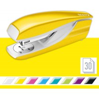Leitz Agrafeuse, Capacite 30 Feuilles, Corps en Metal Ergonomique, Agrafes Incluses, WOW, 55021001 - Jaune