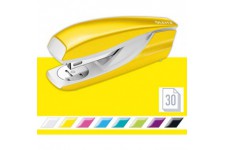 Leitz Agrafeuse, Capacite 30 Feuilles, Corps en Metal Ergonomique, Agrafes Incluses, WOW, 55021001 - Jaune