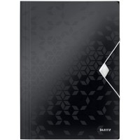 Leitz Chemise 3 Rabats, Contient jusqu'a  150 Feuilles A4, Fermeture elastique, Plastique souple, Noir, WOW, 45990095