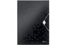 Leitz Chemise 3 Rabats, Contient jusqu'a  150 Feuilles A4, Fermeture elastique, Plastique souple, Noir, WOW, 45990095