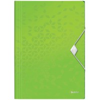 Leitz Chemise 3 Rabats, Contient jusqu'a  150 Feuilles A4, Fermeture elastique, Plastique souple, Vert, WOW, 45990054