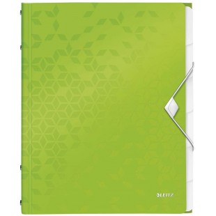 Leitz Trieur A4, Contient jusqu'a  200 Feuilles, Index Integre a  6 Onglets, Fermeture elastique, Vert, WOW, 46330054