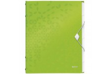 Leitz Trieur A4, Contient jusqu'a  200 Feuilles, Index Integre a  6 Onglets, Fermeture elastique, Vert, WOW, 46330054