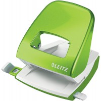 Leitz Perforateur, 30 Feuilles, Reglette de Guidage avec Marquages des Formats, Metal, WOW, Vert, 50081054