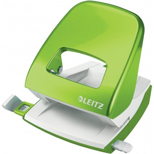 Leitz Perforateur, 30 Feuilles, Reglette de Guidage avec Marquages des Formats, Metal, WOW, Vert, 50081054