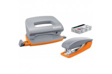 Leitz Set avec Mini-Agrafeuse & Mini-Perforateur, Agrafage ou Perforation jusqu'a  10 Feuilles, Agrafes Incluses, Urban Chic, Gr