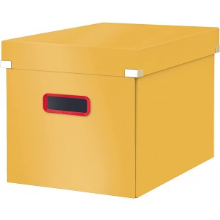 Leitz Click & Store - Grande Boite de Rangement Pliable avec Couvercle, Carton Solide, Maison / Bureau, Gamme Cosy, Jaune, 53470