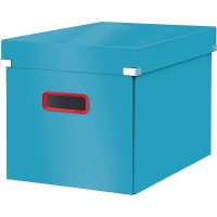 Leitz Click & Store - Grande Boite de Rangement Pliable avec Couvercle, Carton Solide, Maison / Bureau, Gamme Cosy, Bleu, 534700