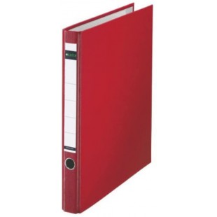 LEITZ - Classeur a anneaux plastique, format A4, rouge, mecanisme 2 anneaux en D, largeur de dos: 35