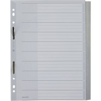 Leitz Intercalaires A4 10 Touches Vierges, Angle Design, Systeme d'Onglets Interchangeables, Gris, Plastique Ultra-R