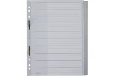Leitz Intercalaires A4 10 Touches Vierges, Angle Design, Systeme d'Onglets Interchangeables, Gris, Plastique Ultra-R