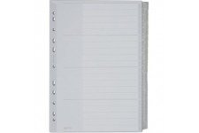 Leitz Intercalaires A4 20 Touches Vierges, Systeme d'Onglets Interchangeables, Gris, Plastique Ultra-Resistant, 1278