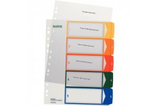 Leitz Intercalaires 1-5, Imprimable sur PC, A4, Plastique Ultra-Resistant, Extra-Large, Blanc/Multicolore, 12910000
