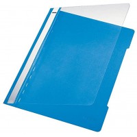 Lot de 25 : LEITZ 41910030 - Dossiers PVC mecanismo pla¡stico con tarjetero (caja 25 ud.) DIN A4 color azul claro