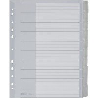 Leitz Intercalaires A4 10 Touches Vierges, Systeme d'Onglets Interchangeables, Gris, Plastique Ultra-Resistant, 4370